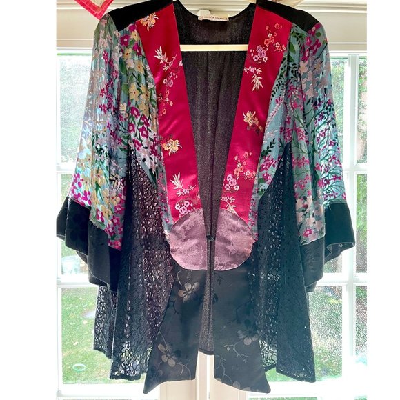 Spencer Alexis Tops - romantic vintage Topper Jacket ~ 2x ~ mixed fabrics ~ Spencer Alexis kimono
